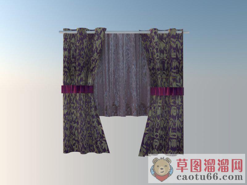 杆式窗帘SU模型
