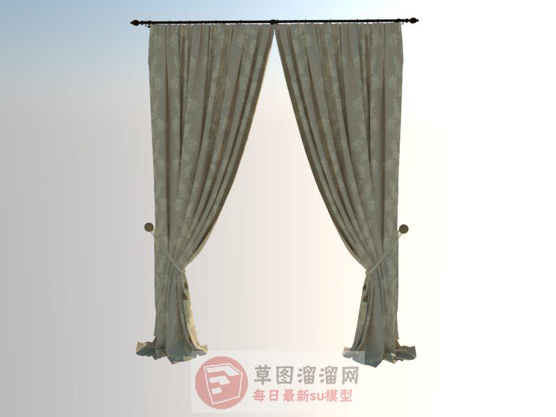 杆式窗帘SU模型