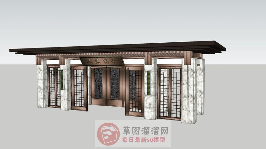 中式大理石入口SU模型