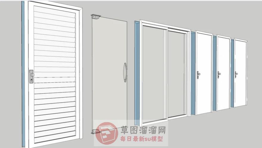 百叶门玻璃门室内门SU模型