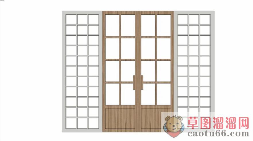 日式木门推门SU模型