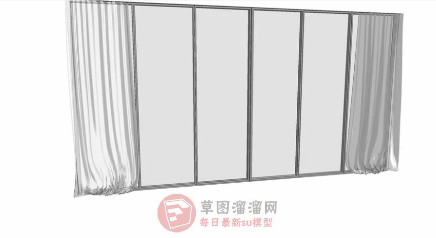 玻璃门窗窗帘SU模型