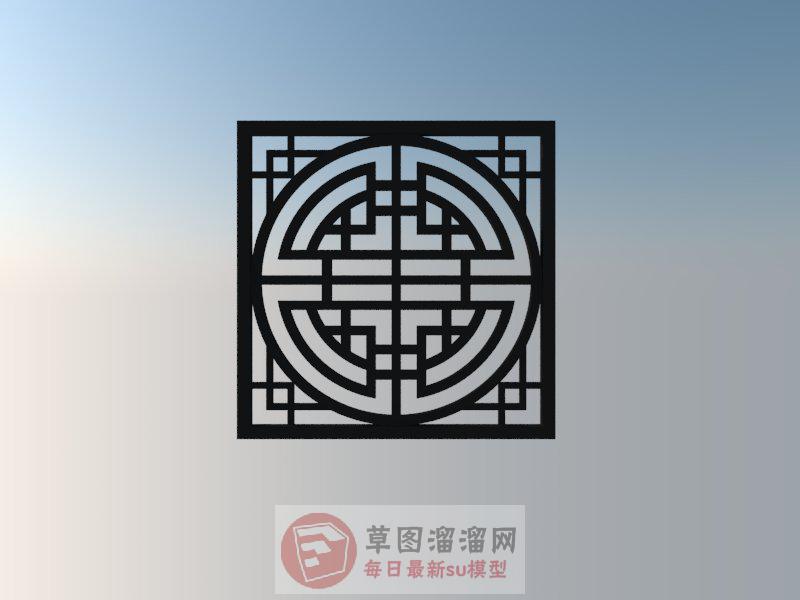 中式窗花窗户SU模型