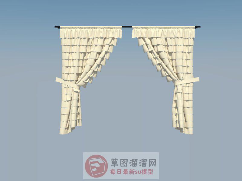 欧式轻奢窗帘SU模型