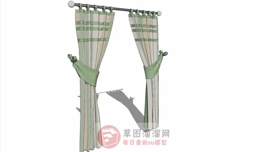 窗帘窗帘杆幕布SU模型