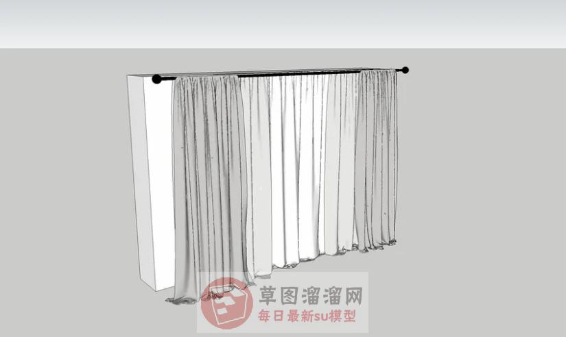 窗帘杆窗帘SU模型