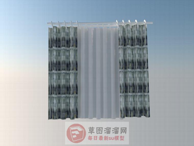 杆式窗帘SU模型