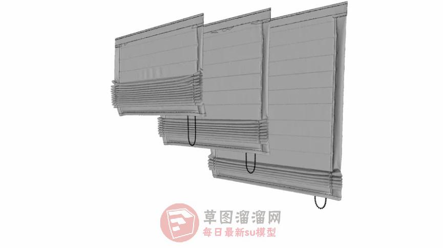 罗马帘窗帘SU模型