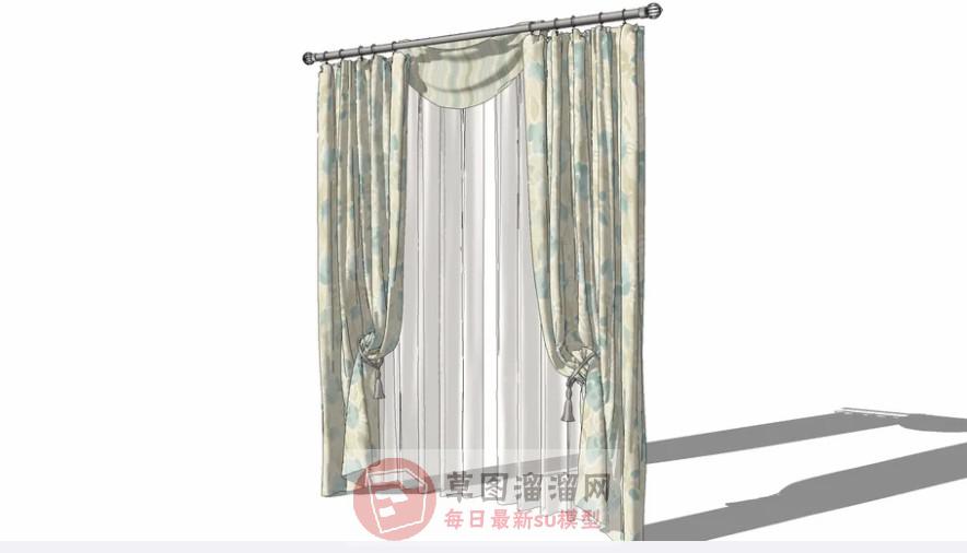 窗帘窗帘杆SU模型