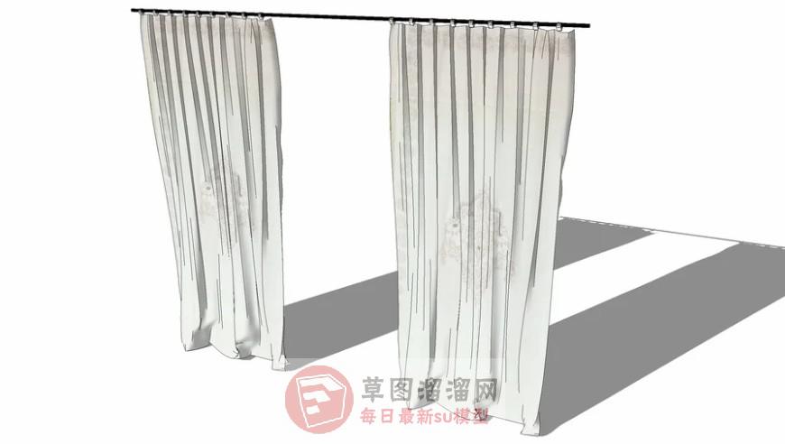 窗帘杆窗帘SU模型