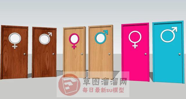 男女厕所门卫生间门SU模型