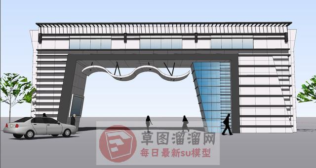 新时代大门入口SU模型