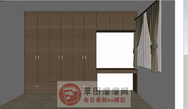 衣柜组合柜窗帘SU模型