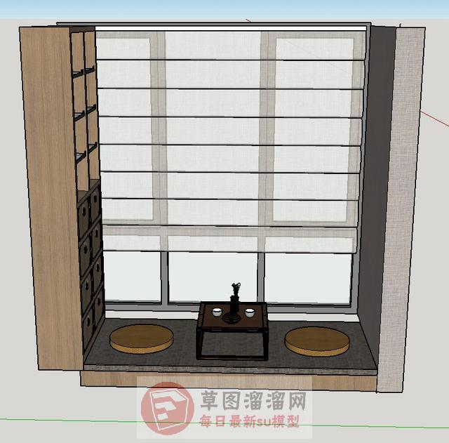 飘窗茶具窗户SU模型