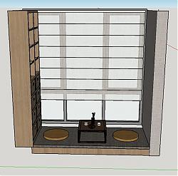 飘窗茶具窗户SU模型