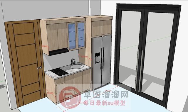 厨房橱柜双开门SU模型