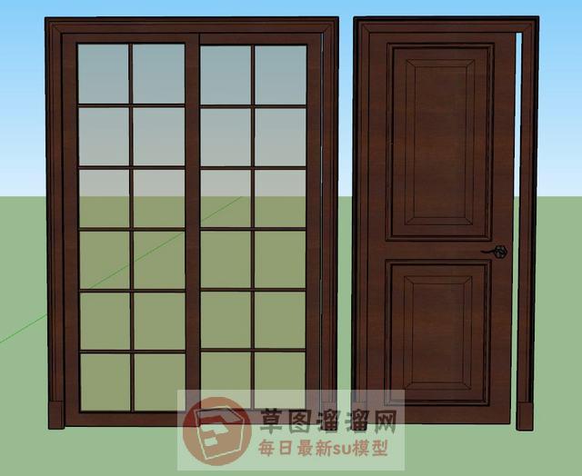 中式移门推门SU模型