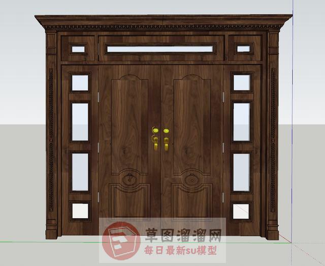 大门前门双开门SU模型