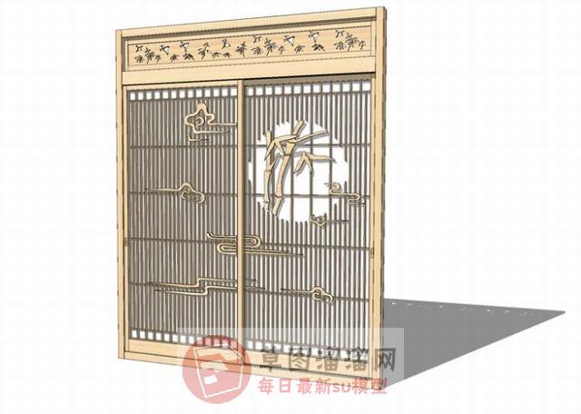 日式木门隔断门SU模型