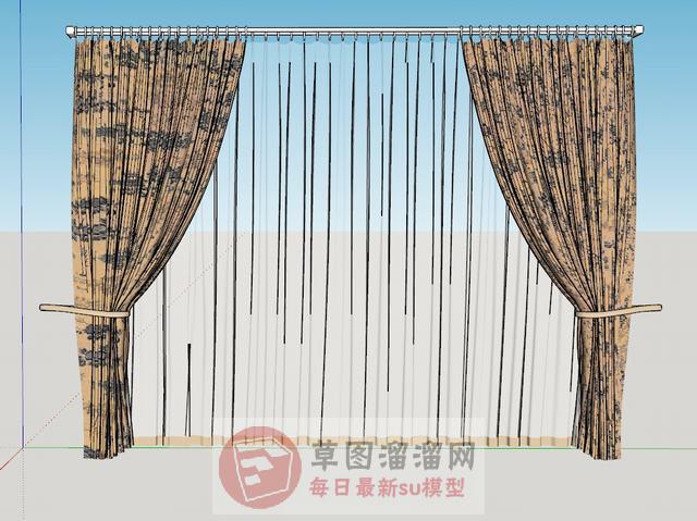 窗帘双层布SU模型