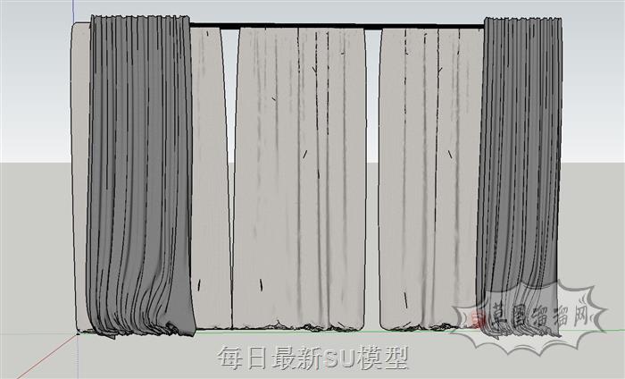窗帘窗帘杆SU模型