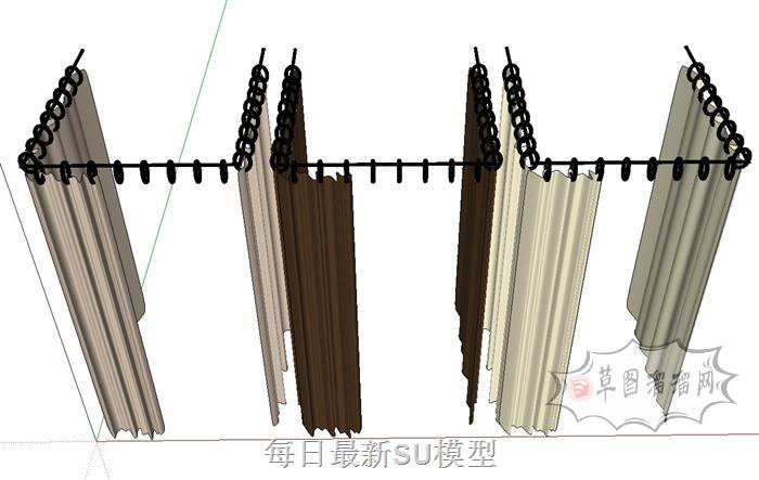 窗帘U形服装店窗帘SU模型