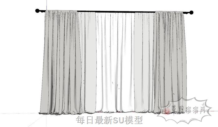 窗帘窗帘杆SU模型