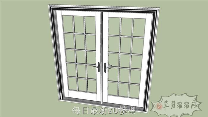 室内门玻璃门双开门SU模型