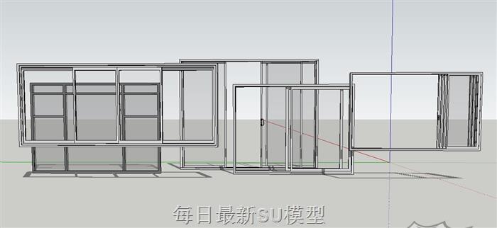 落地窗窗户玻璃门SU模型