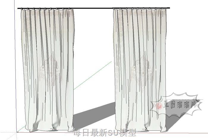窗帘窗帘杆SU模型