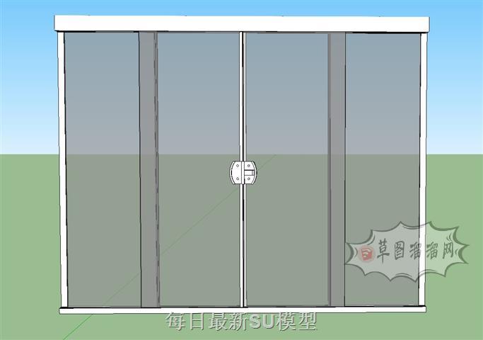 商店商铺玻璃门SU模型