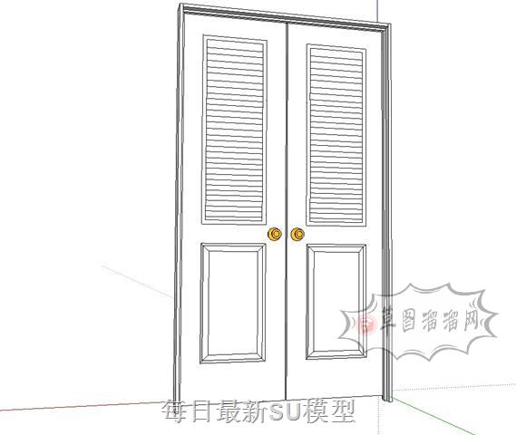 百叶门双开门SU模型