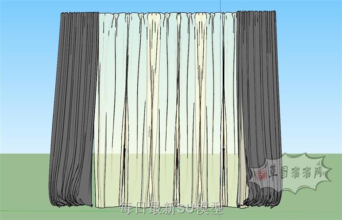 窗帘窗帘杆SU模型