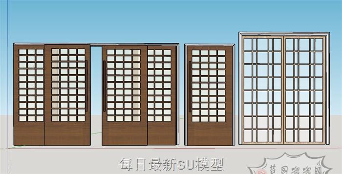 日式门推门移门SU模型