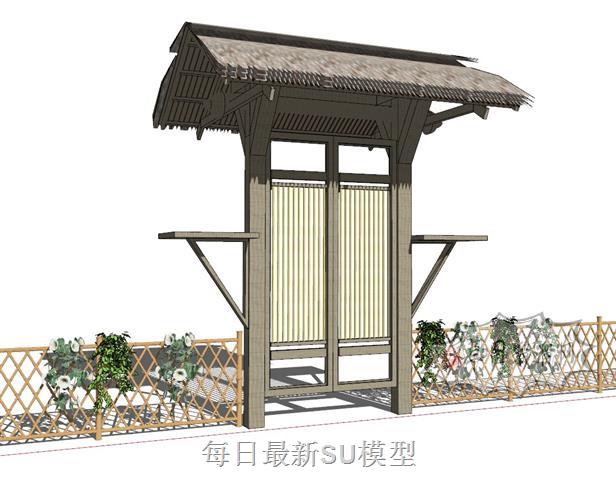乡村门头篱笆SU模型