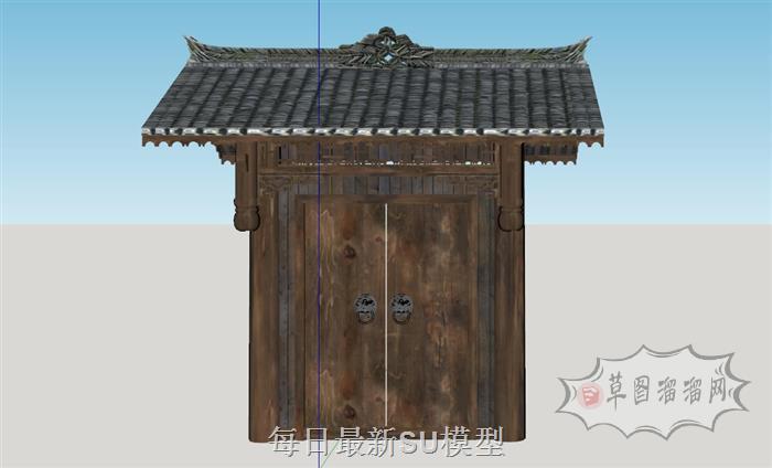 中式乡村门头SU模型