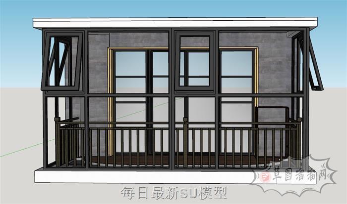 阳台玻璃窗落地窗SU模型