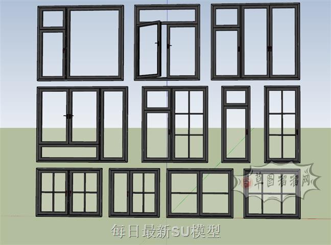 玻璃门窗落地窗SU模型