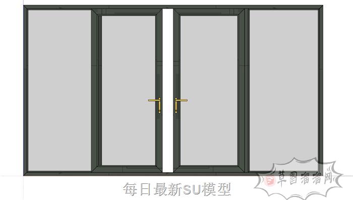 玻璃门窗落地窗SU模型