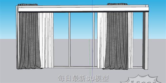 玻璃门窗帘SU模型