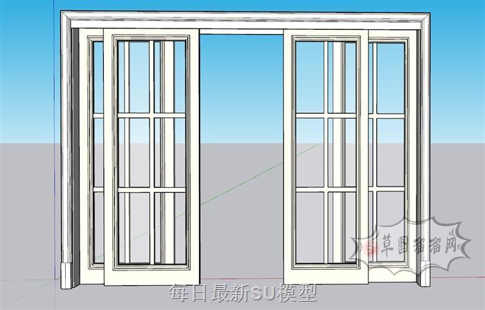 移门玻璃门阳台门SU模型