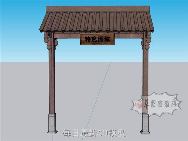 门头装饰门店门SU模型