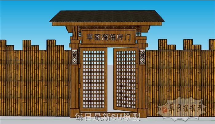 乡村门头竹制SU模型