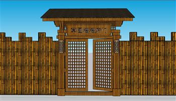 乡村门头竹制SU模型