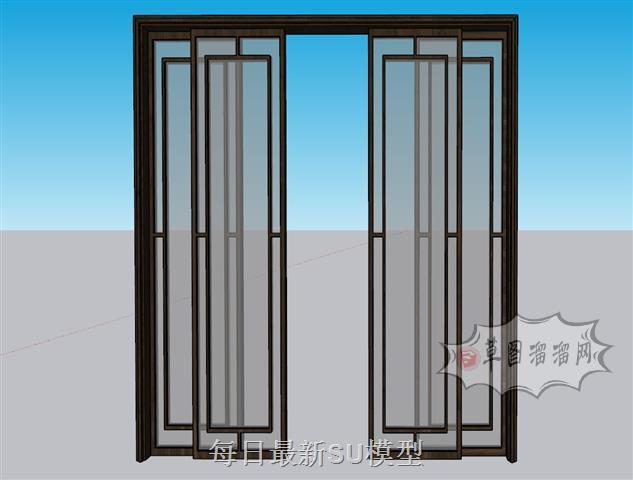中式移门室内门SU模型