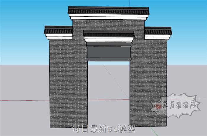 中式院门SU模型