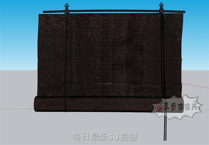 竹帘草帘窗帘SU模型