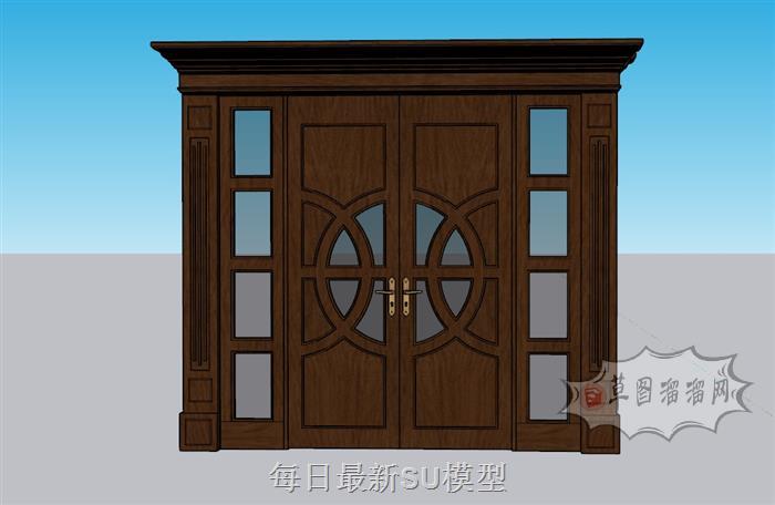 实木双开门SU模型