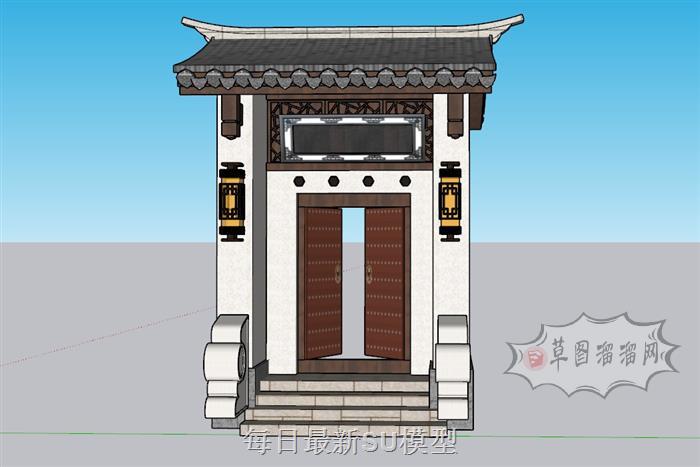 院门门头SU模型