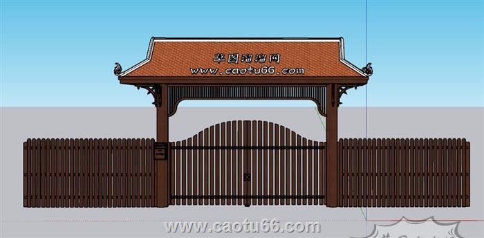 乡村门头栅栏SU模型
